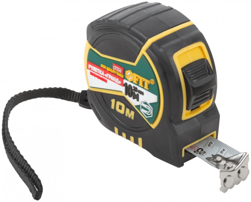 Рулетка 10м Х 25мм "Гранд", калибр.лента, нейлон.покр., двойной стопор, прорез.корпус 17330